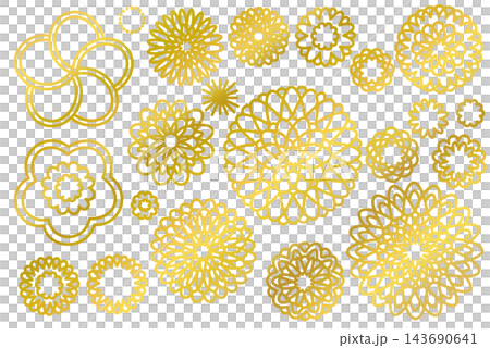 Japanese-style chrysanthemum flower icon set Japanese-style chrysanthemum flower icon set 143690641