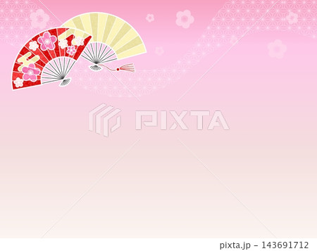 扇子の背景〈ピンク〉　J-2 143691712
