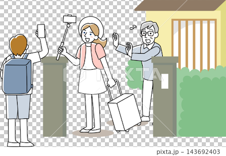 私有地で写真撮影をする観光客 143692403