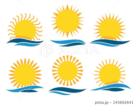 Sun and waves icons Sun and waves icons 143692641