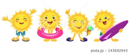 Cartoon cute suns Cartoon cute suns 143692643
