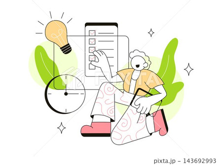 Project Planning Vector Illustration Featuring Business Strategy, Goal Setting, Task Management, Team Collaboration, and Workflow Organization Project Planning Vector Illustration Featuring Business Strategy, Goal Setting, Task Management, Team Collaboration, and Workflow Organization 143692993