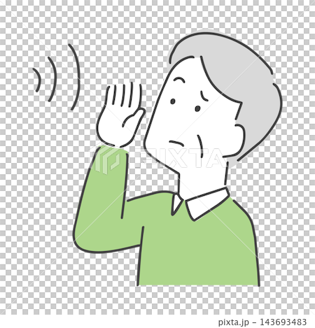 Illustration of a senior man with hearing difficulties Illustration of a senior man with hearing difficulties 143693483