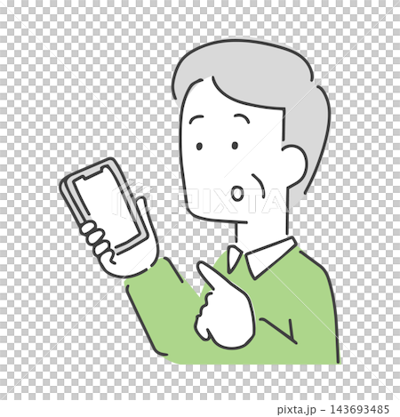 An illustration of a senior man having trouble using a smartphone. An illustration of a senior man having trouble using a smartphone. 143693485