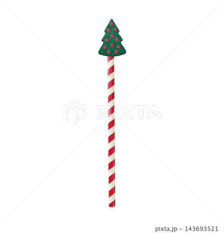 クリスマスツリー飾りがついたキャンディケーン柄の鉛筆 クリスマスツリー飾りがついたキャンディケーン柄の鉛筆 143693521