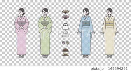 New Year's [Female Illustration Material Set for Each Event] 143694291