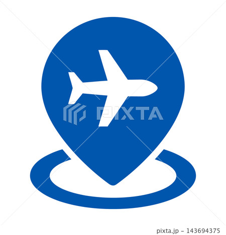 Blue Airplane Location Pin Icon For Travel Navigation Map Blue Airplane Location Pin Icon For Travel Navigation Map 143694375
