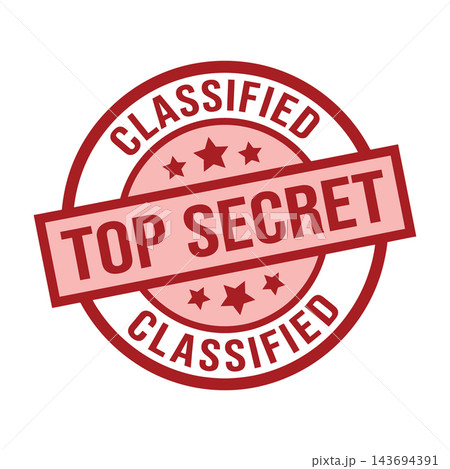 Top secret classified stamp with red ink and stars on white background Top secret classified stamp with red ink and stars on white background 143694391