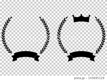 Laurel wreath and ribbon, crown/emblem/frame set, awards and rankings, laurel badge Laurel wreath and ribbon, crown/emblem/frame set, awards and rankings, laurel badge 143695129