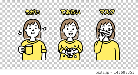 うがい・てあらい・マスクの女の子 143695353