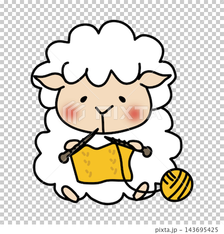 Sheep knitting in winter Sheep knitting in winter 143695425