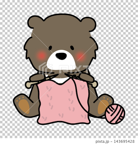 A bear knitting in winter A bear knitting in winter 143695428
