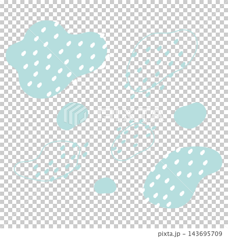 A retro-pop abstract pattern featuring pale blue polka dots and scattered irregular shapes. A retro-pop abstract pattern featuring pale blue polka dots and scattered irregular shapes. 143695709