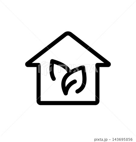 Green Eco House Leaves Line Icon Vector 143695856