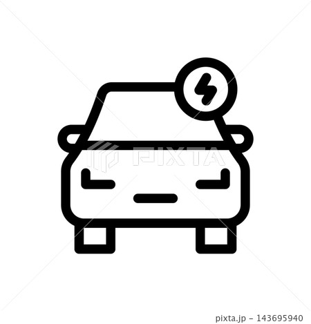 Electric Vehicle EV Car Lightning Line Icon Vector 143695940