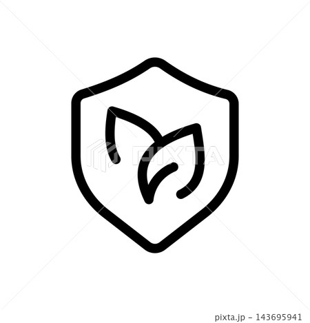 Eco Shield Leaf Environmental Protection Line Icon Vector 143695941