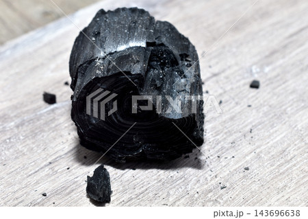 Charcoal is formed through the pyrolysis of wood. 143696638