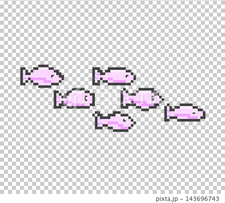 Pixel art of a school of fish (pink) 143696743