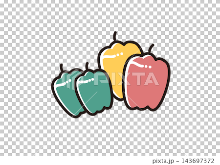 蔬菜的簡單插圖：甜椒和辣椒粉 143697372