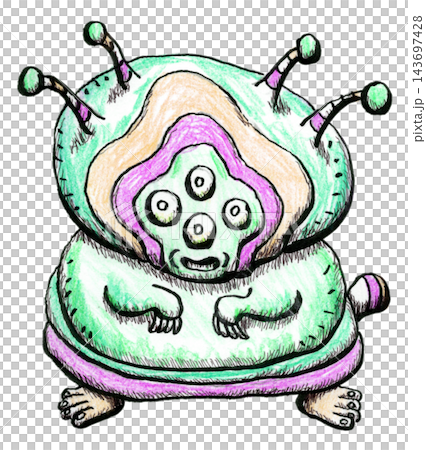 可愛的怪物和角色插畫,多眼寵物,綠色 可愛的怪物和角色插畫,多眼寵物,綠色 143697428