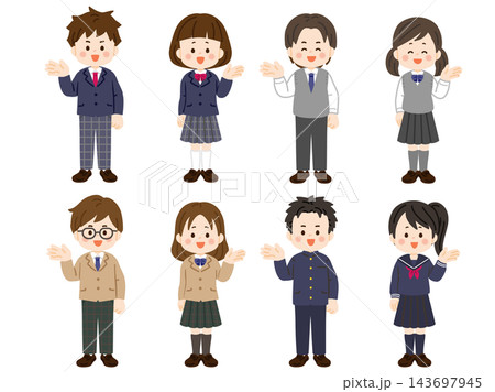 案内する制服の学生セット 143697945