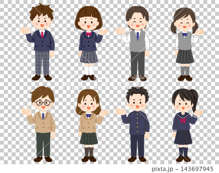 案内する制服の学生セット 143697945