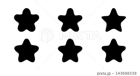 Six Star Shapes Solid Icon Set. Rating, Quality, And Achievement Silhouette Symbol Collection. Decorative Elements For Design. Isolated Vector Illustration Six Star Shapes Solid Icon Set. Rating, Quality, And Achievement Silhouette Symbol Collection. Decorative Elements For Design. Isolated Vector Illustration 143698339