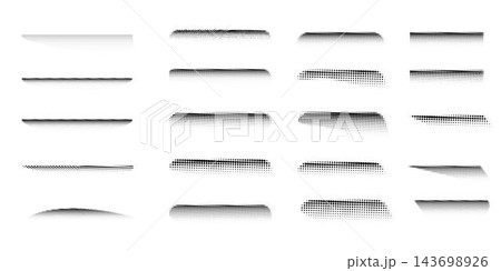 Halftone shadow set isolated, flat vector. Noise dots texture gradient shadow for divider and separate Halftone shadow set isolated, flat vector. Noise dots texture gradient shadow for divider and separate 143698926