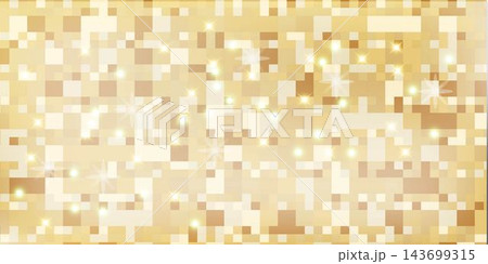 Vibrant  gold mosaic background composed of small, shimmering square tiles reminiscent of a disco ball, vector, golden gradient luxury elegant mosaic vip style 143699315