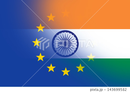 EU and India flag economic and business cooperation. EU and India flag economic and business cooperation. 143699582
