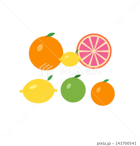 Citrus Fruits Flat Vector Icon Set Citrus Fruits Flat Vector Icon Set 143700541