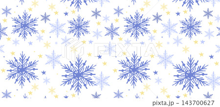 Blue Snowflakes Panoramic Winter Pattern Background Blue Snowflakes Panoramic Winter Pattern Background 143700627