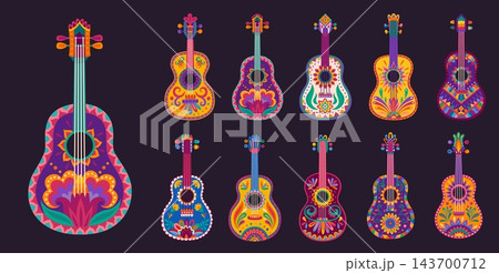 Musical Mexican guitars vector set of guitar Musical Mexican guitars vector set of guitar 143700712