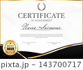 Award diploma certificate with gold frame border 143700717