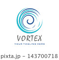 Vortex wind swirl emblem with spiraling symbol 143700718
