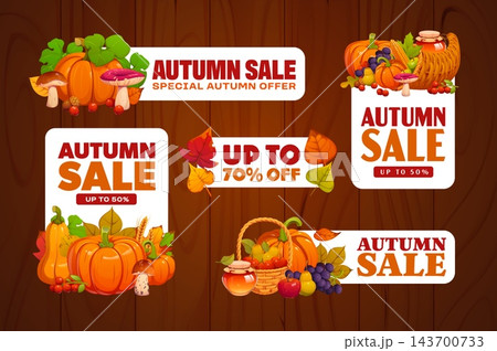 Autumn fall sale tags discount coupon labels set 143700733
