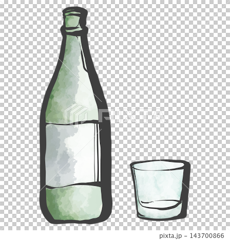 手繪風格的清酒瓶和酒杯插圖。 手繪風格的清酒瓶和酒杯插圖。 143700866