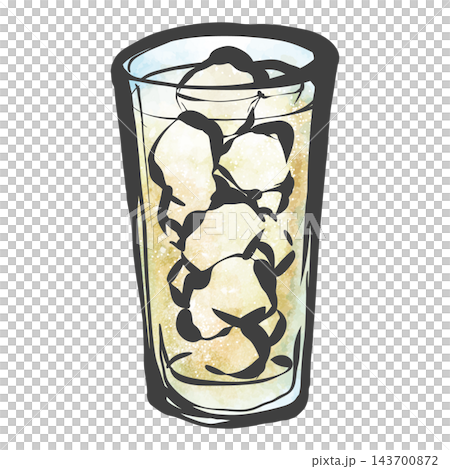 手繪風格的插圖,描繪了高腳杯中的冰塊和碳酸飲料。 手繪風格的插圖,描繪了高腳杯中的冰塊和碳酸飲料。 143700872