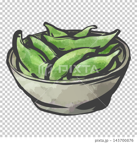 Hand-drawn brushstroke style illustration of edamame Hand-drawn brushstroke style illustration of edamame 143700876