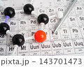 Molecules chemical on a periodic table background. 143701473