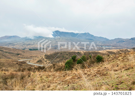 Mount Aso volcano with eruption steam, Kumamoto 143701825