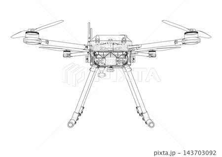 drone wireframe illustration. Vector drone wireframe illustration. Vector 143703092