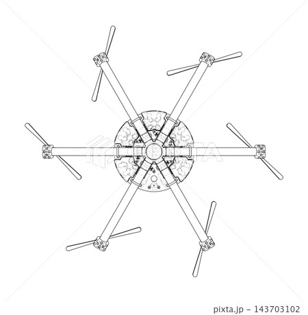 drone top view wireframe illustration. Vector 143703102
