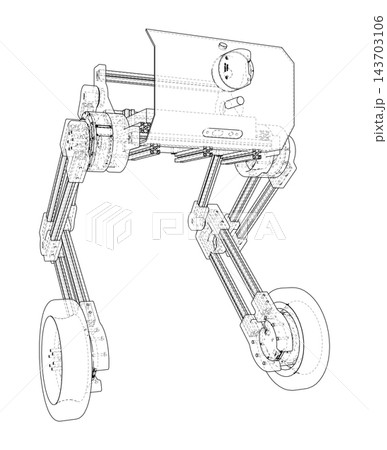 robotic leg mechanism wireframe. Vector robotic leg mechanism wireframe. Vector 143703106