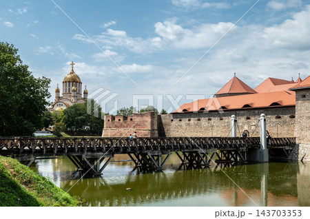 Fagaras Fortress Medieval Castle Bridge Exterior View In Transylvania Romania Fagaras Fortress Medieval Castle Bridge Exterior View In Transylvania Romania 143703353