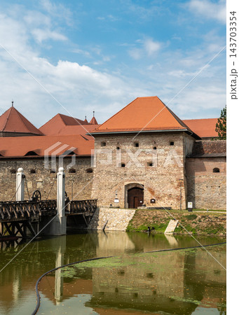 Fagaras Fortress Medieval Castle Bridge Exterior View In Transylvania Romania 143703354