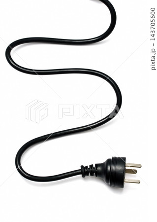 Black Power Cord Plug Isolated on White Background 143705600