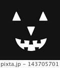 Halloween Pumpkin Face on black background. Scary smiling Jack o Lantern. Vector template for Halloween party decorations. 143705701