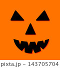 Halloween Pumpkin Face on orange background. Funny Jack o Lantern. Vector template for Halloween party decorations. 143705704