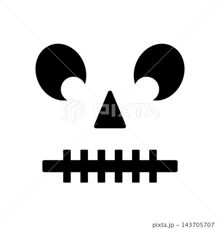 Halloween Pumpkin Face isolated on white. Creepy Jack o Lantern. Vector template for Halloween party decorations. 143705707